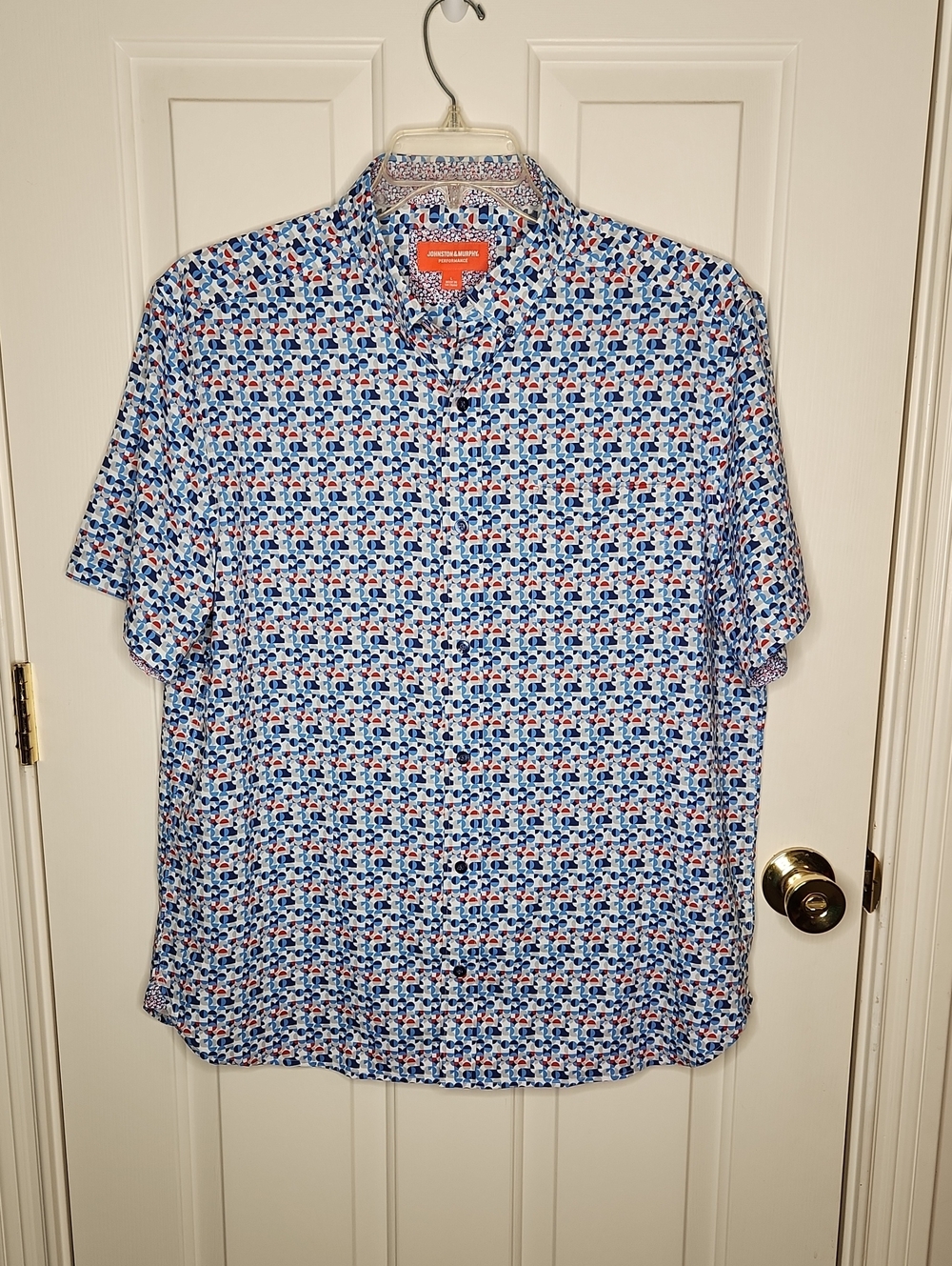 Johnston & Murphy Mosaic Geometric Print Performance Shirt Size L